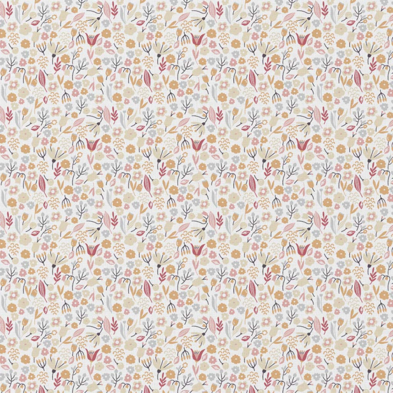 Printed Cotton ALICE White / Wheat